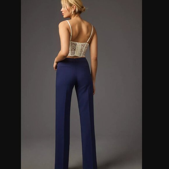 Maeve Slim Trousers Womens Size 12 Navy Blue Pants Anthropologie Office Work - Picture 13 of 14